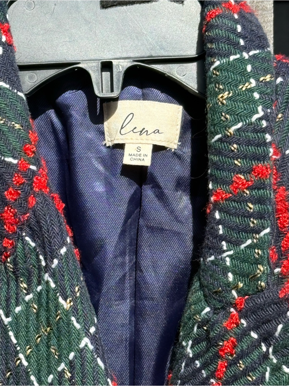 Lena Green and Red Plaid Wool Double-Breasted Blazer - Picture 4 of 10